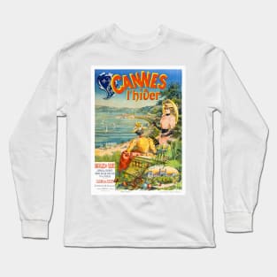 Vintage Travel Poster France Cannes l'hiver Long Sleeve T-Shirt